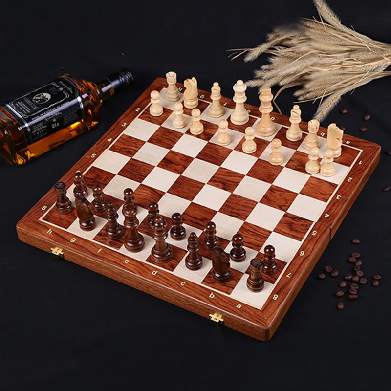 Luxury 4 Queen Wooden Chess Set Table Game High Grade Chess Game King Height 80 mm Chess Pieces 39*39 cm Mahogany Chessboard