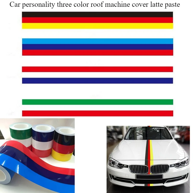 Car Personality Three Color Roof Machine Cover Pull Flower Germany Italy France Three Color Hood Decoration Car Sticker