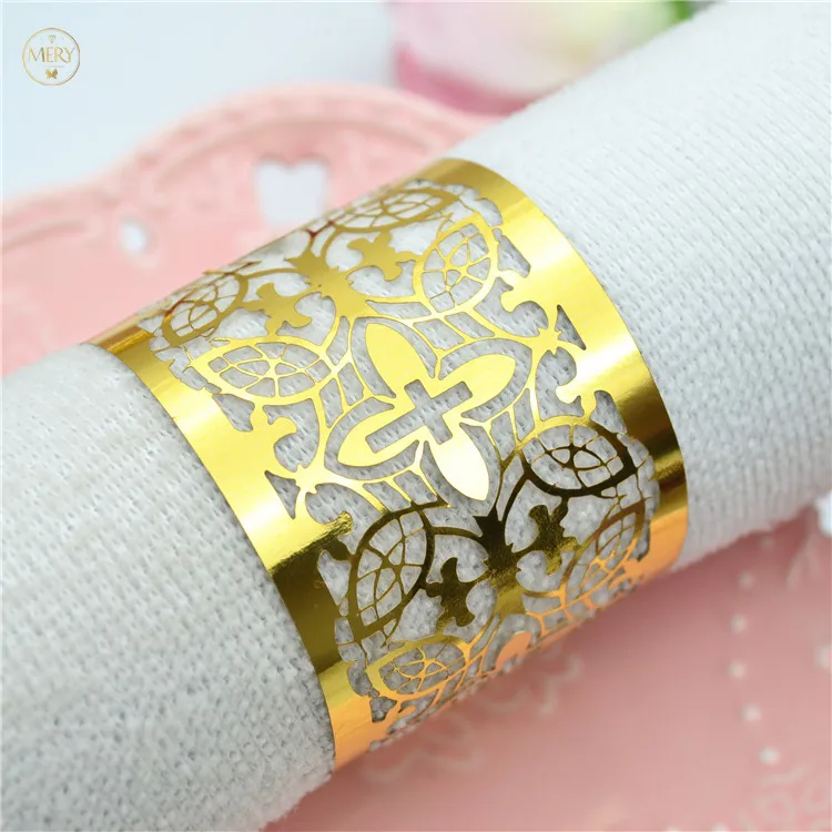 50pcs First Holy Communion Laser Cut Cross Custom Paper Napkin Ring for Baptism Party Table Decoration