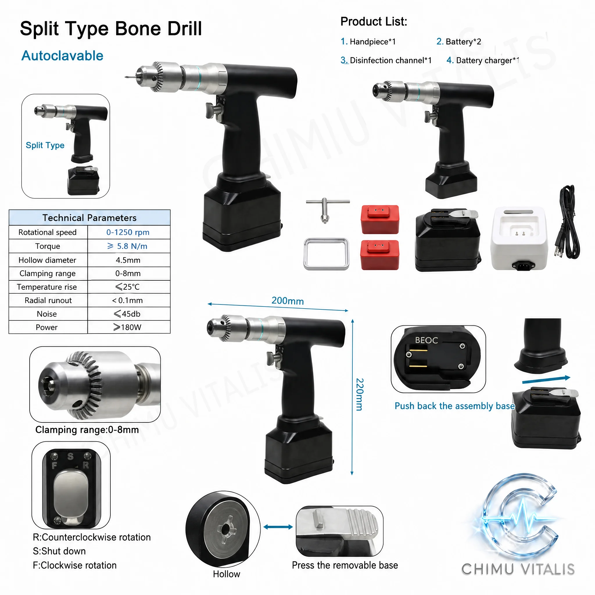 【CHIMU VITALIS】Portable Electric Drill System with Battery, Charger and Accessories