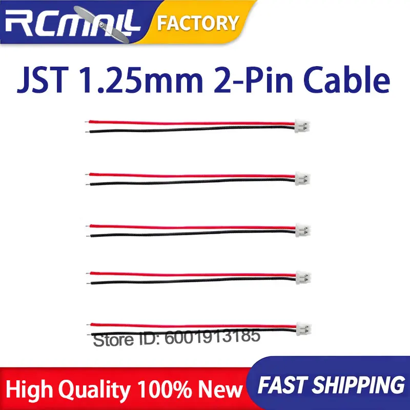 10PCS 15cm 1.25mm Pitch 2 Pin Male Cable 28AWG Battery Connector Wire Compatible with LoRa Board PC Peripherals Setup