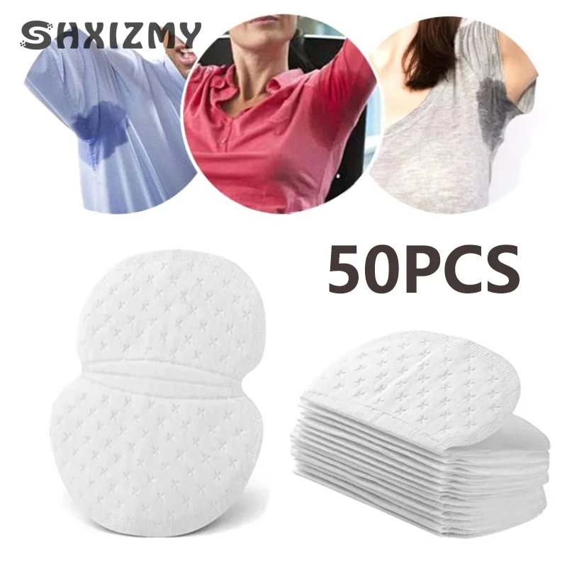 Almofadas absorventes de suor nas axilas, forro das axilas, anti-odor, respirável, adesivo invisível, desodorante para roupas de hortelã, verão, 50pcs