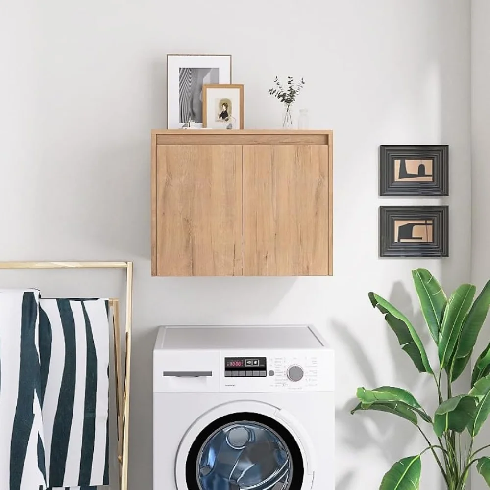 

24" Bathroom Wall Cabinet, Wall Mounted Storage Cabinet with 2 Doors-Wall Cabinets for Bathroom Storage