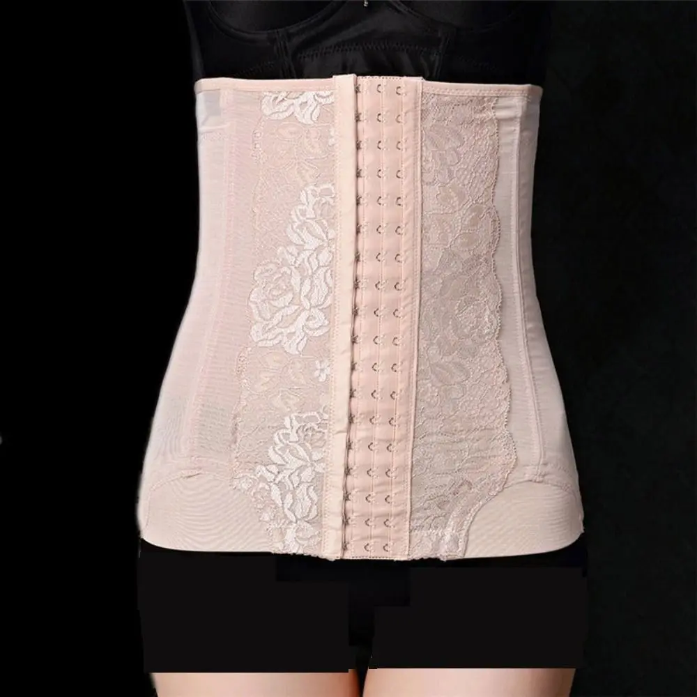 

Breathable Mesh Waist Shaper Steel Boned Embroidered Design Waist Trainer Hook Closure High Waist Shapewear Waist Sculpting