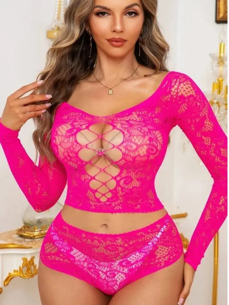 

Сексуальные эластичные сетчатые шорты с открытой спиной и глубоким V-образным вырезом, комплекты шорт без рукавов с длинными рукавами, очаровательные элегантные RCK6