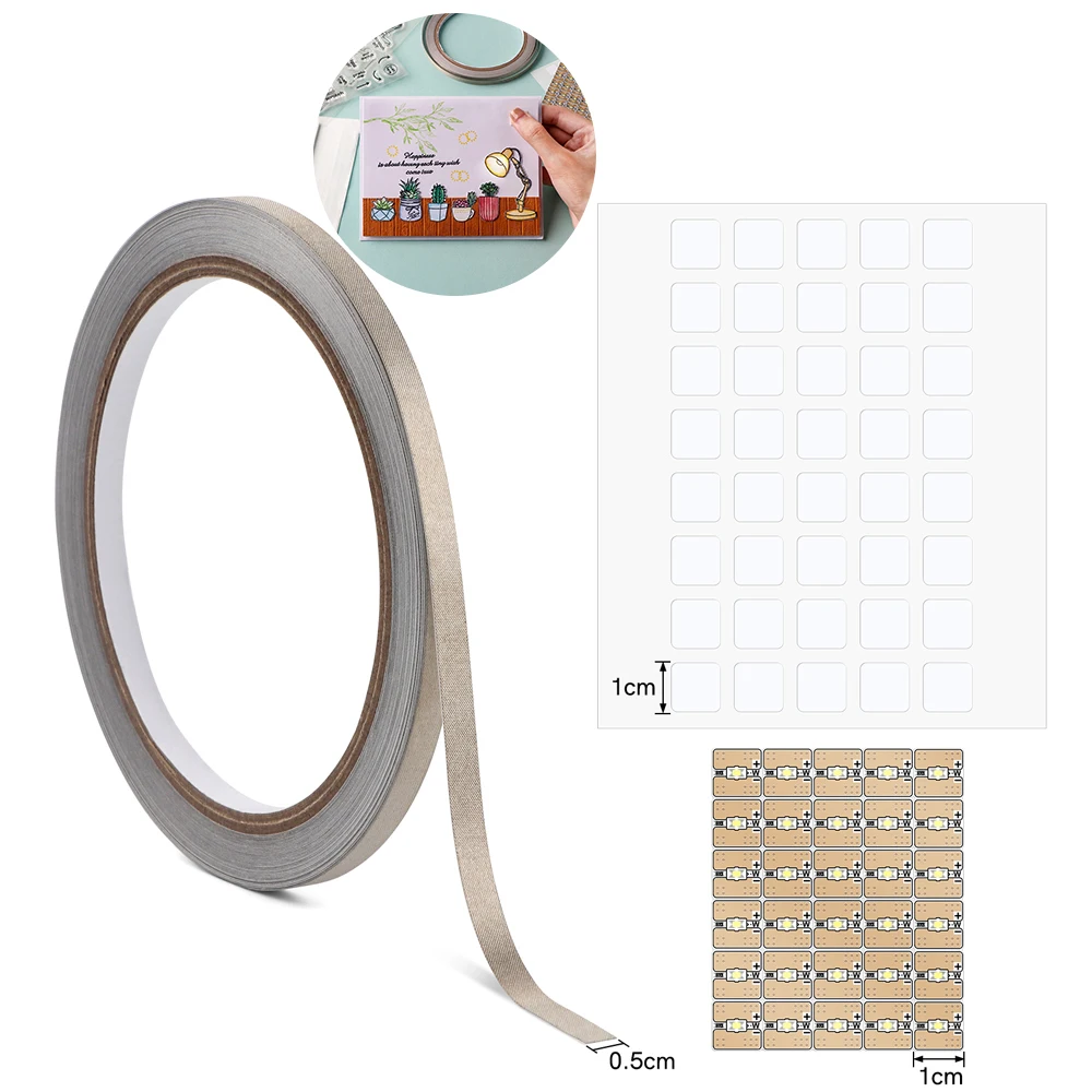 White LED Circuit Stickers and Conductive Fabric Tape/Light Craft Kit for 2026 Valentine's Day Lighting Effects Card Making Tool