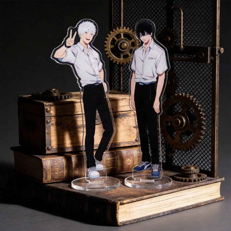 School Uniform Acrylic Stand Set - Dynamic Leaning Gesture & Calm Standing Posture Student Figure Anime Merch Desk Decoration