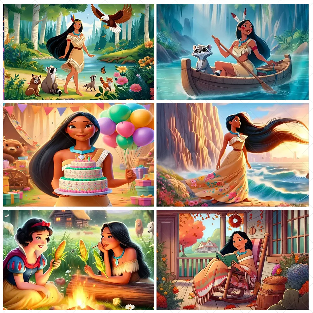 

Disney Princess Pocahontas Background Kids Birthday Party Decoration Backdrop Baby Shower Supplies Photo Shoot Prop Girl Gifts