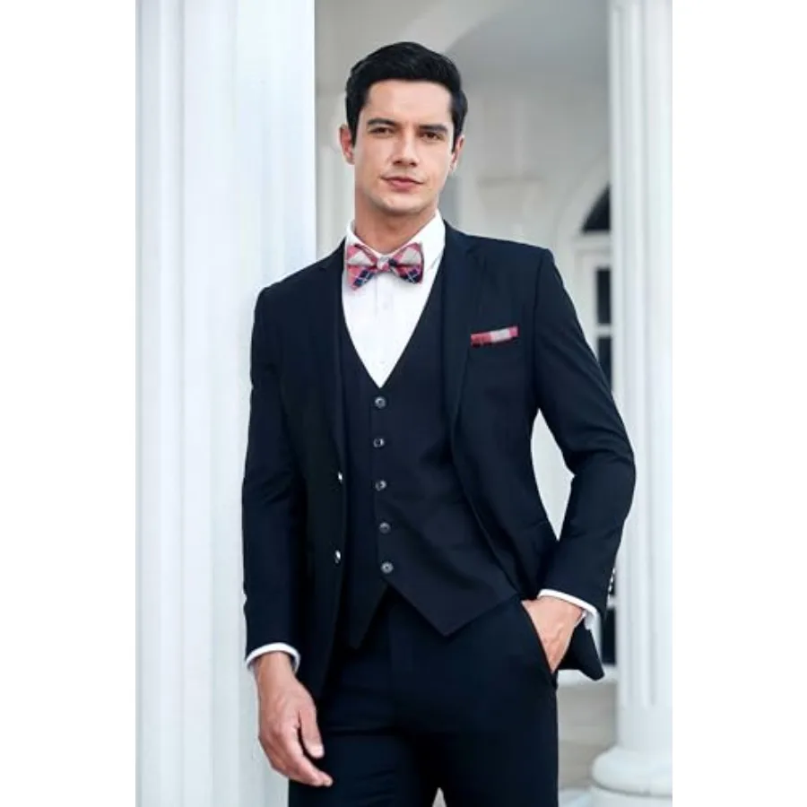 Bow Ties for Men Check Plaid Self Tie Bow Tie and Pocket Square Bowtie Formal Tuxedo Wedding Bowties Handkerchief Set view 3