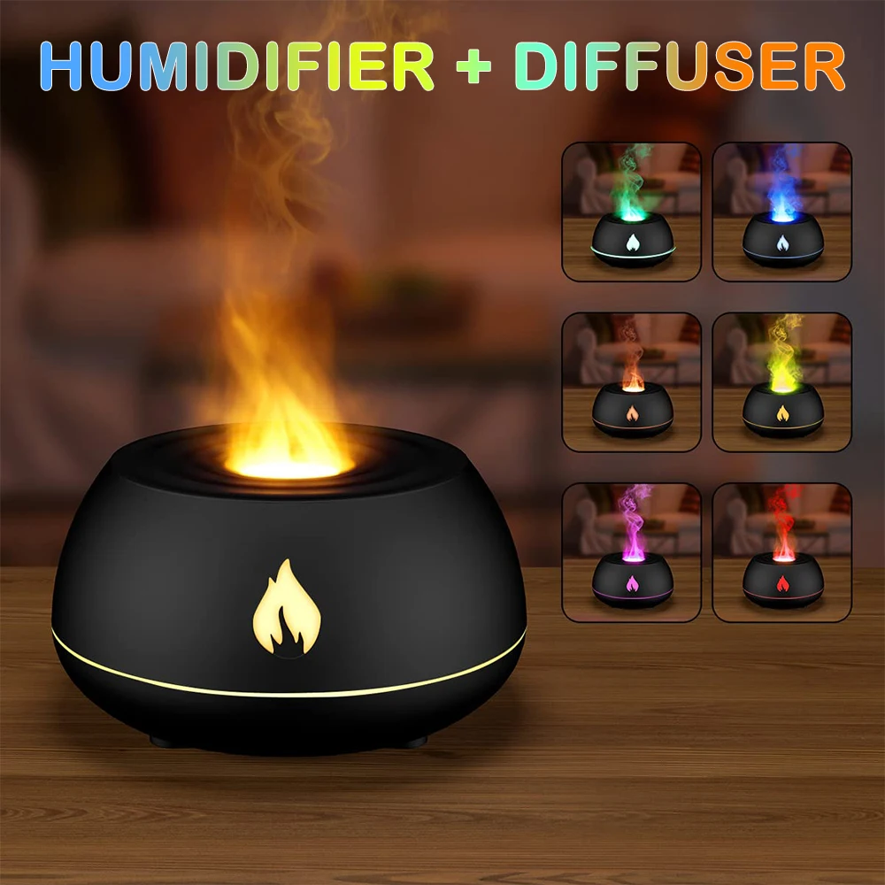 

Flame Air Humidifier Aroma Diffuser Essential Oil Aromatherapy Diffuser Ultrasonic Cool Mist Maker Bedroom Perfume Air Freshener