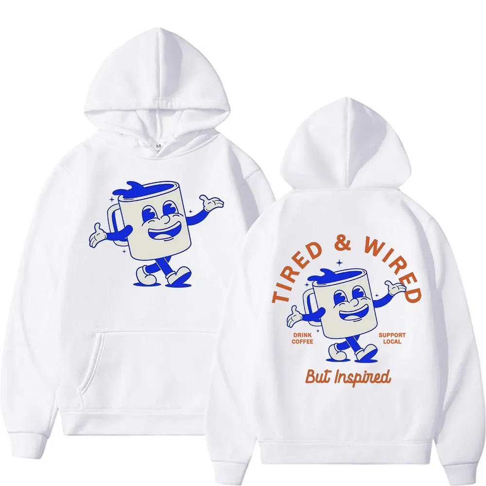 مضحك Tireo والسلكية شرب القهوة ميمي البلوز الرجال النساء الملابس موضة Kawaii لطيف المتضخم هوديي موضة خمر هوديس #6