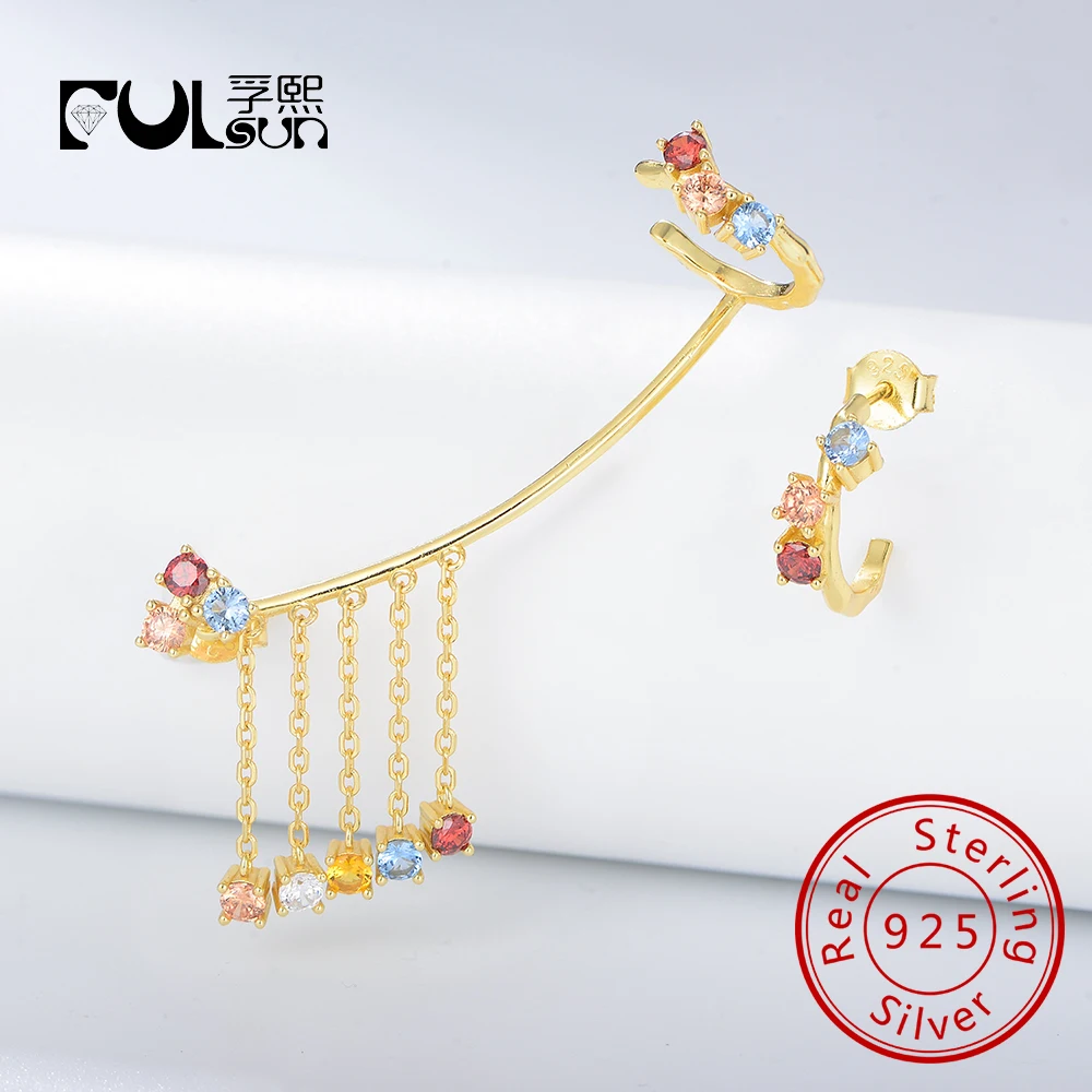 

Высококачественные ювелирные серьги 925, роскошные уникальные зажимы для ушей, красочные серебряные серьги с кисточками