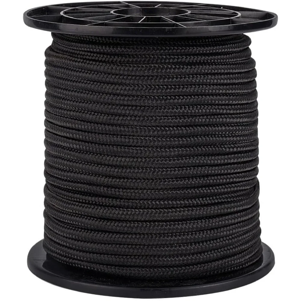 

6mm Parachute Cord 54 Yards Nylon Rope Black para Blinds String Braided Lift Shade Plant for Camping Clothsline