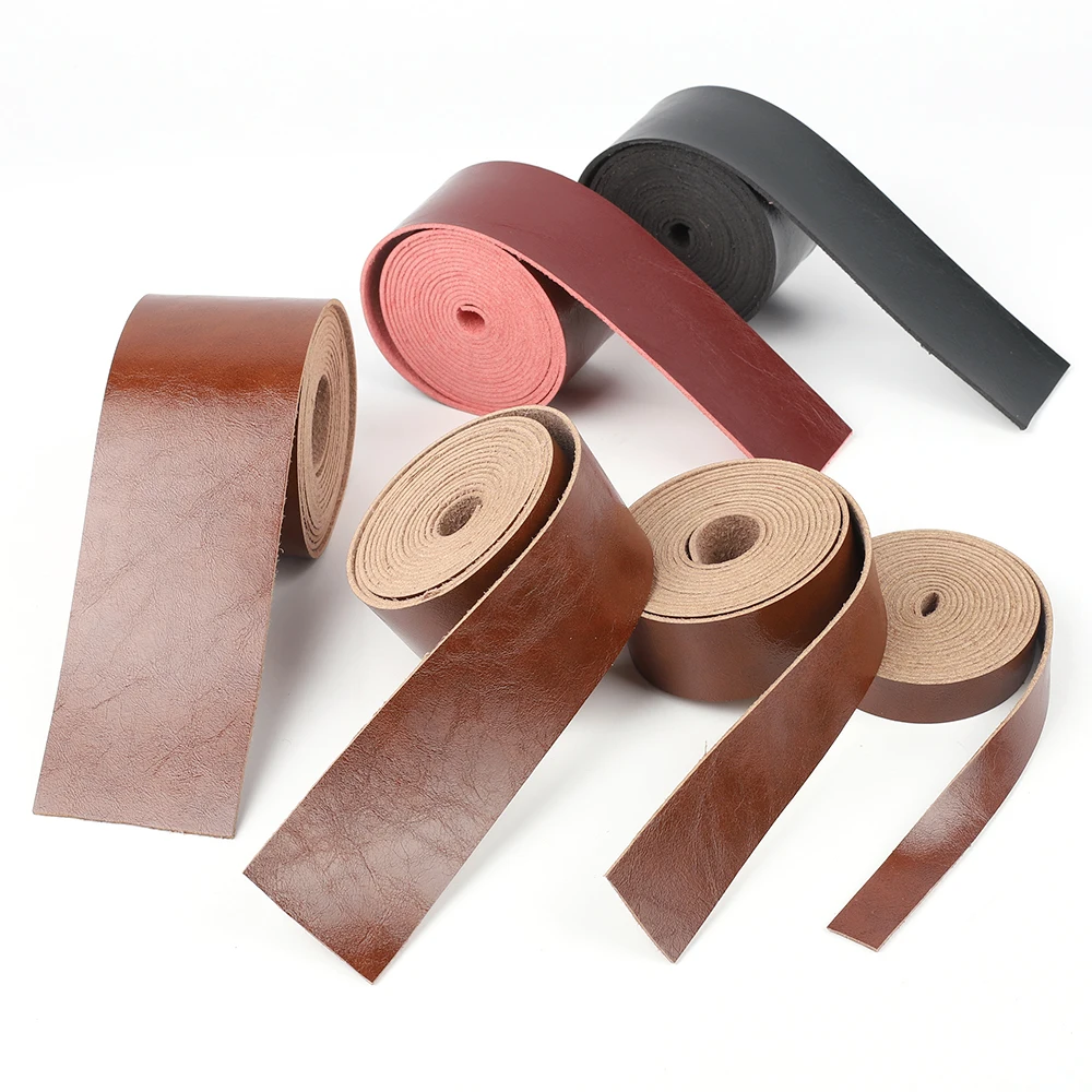 2Meters DIY Leather Strap Craft Strips for Leathercrafts Accessories Belt Handle Black Red Brown Bag Decor Jewelry Making Craft