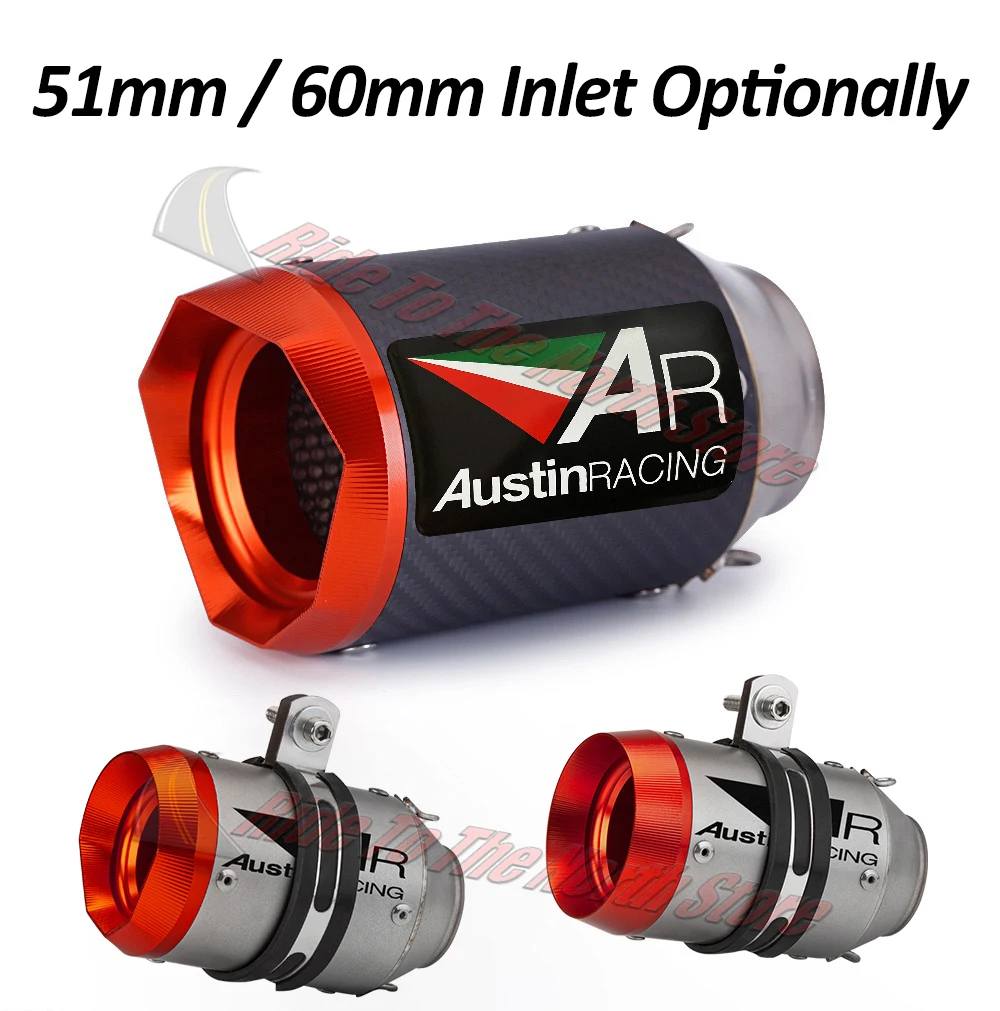 

ID 51mm/60mm Inlet Stainless/Carbon Fiber Austinracing AR Exhaust Muffler Escape for GP1R Moto Racing Exhaust Tail Pipe Modified