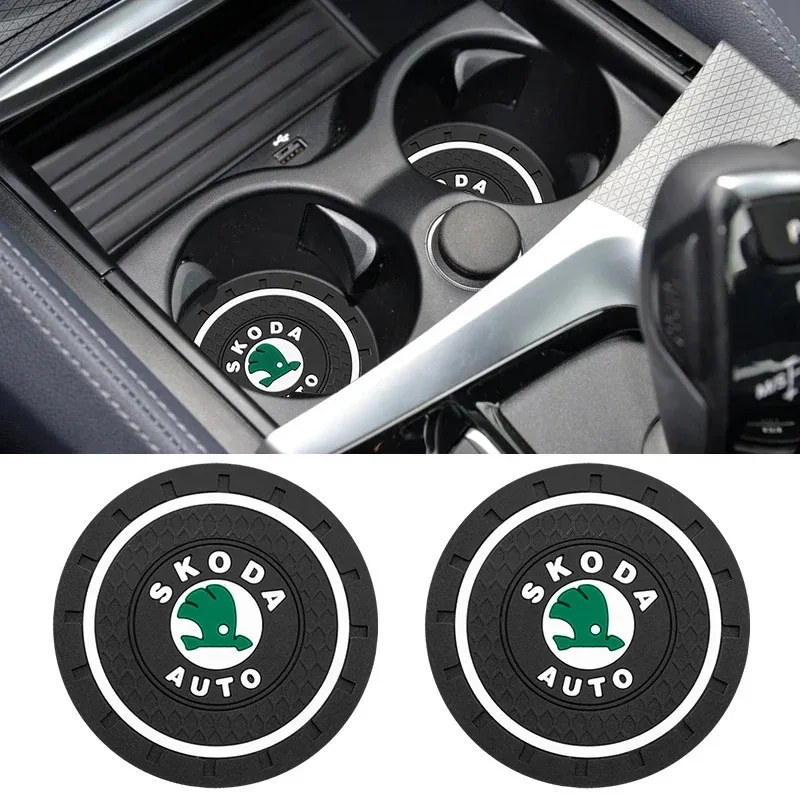 

2pcs Car Auto Cup Holder Anti Slip Insert Coasters Pad Interior Accessories Universal For Skoda Octavia mk3 Rapid 2 Karoq Superb