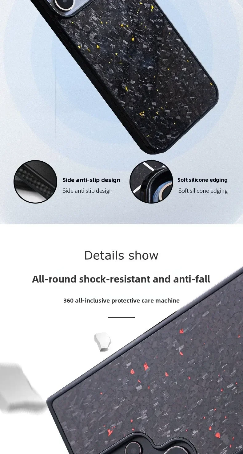 Mobile phone case Magnetic magnetic application  S24plus forged carbon fiber