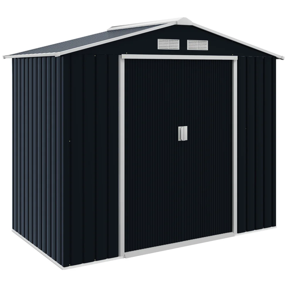 AliExpress NONE 7 x 4ft Weatherproof Shed, Outdoor Bike Storage Shed with Ventilation Slots, Foundation Kit and Lockable Double Doors, Dark Grey