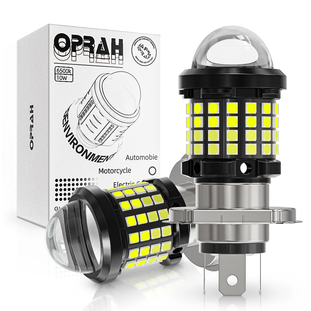 Oprah H4 LED H6 BA20D Motorcycle Headlight Bulb CSP Projector Lens White Yellow Hi/Lo Beam Lamp For Moto Scooter Accessories 12V