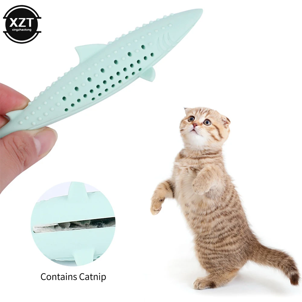 Silicone Mint Fish Cat Toy Pet Catnip Soft Clean Teeth Toothbrush Chew Cats Toys Molar Stick Teeth Cleaning Pet Products New