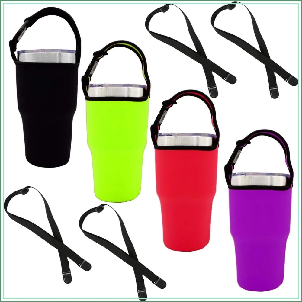 

4PCS 30oz Tumbler Carrier Pouch with Shoulder Strap, Neoprene Sleeve with Handle for Outdoor