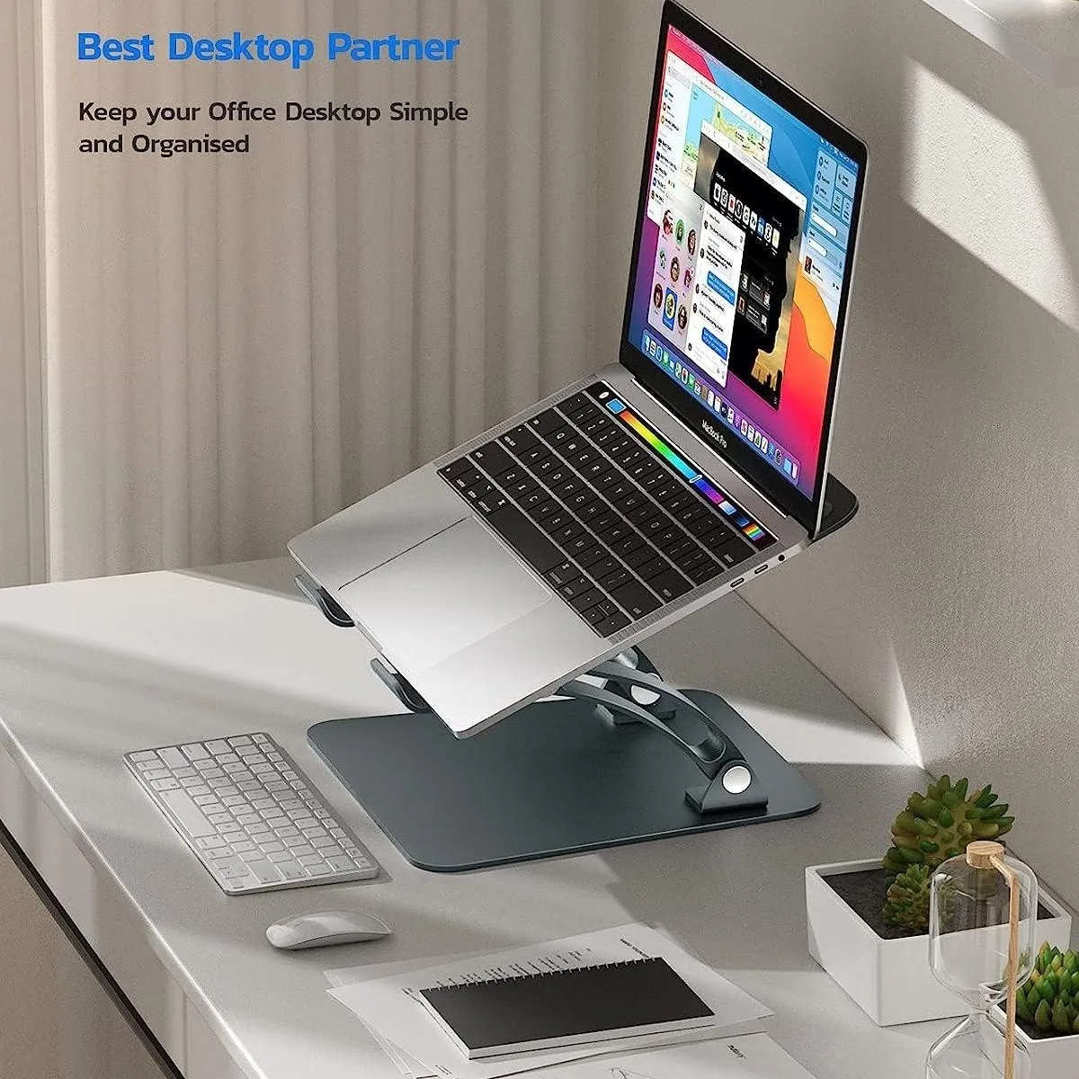 Foldable and Adjustable Aluminum Alloy Laptop Stand for Office Use - Suspended and Cooling-Enhanced