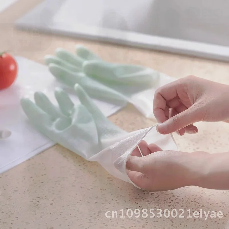 

3 Pairs Household Dishwashing Gloves Waterproof Durable Thickened Lengthened Laundry Cleaning Mitts Two-tone Gradient Color