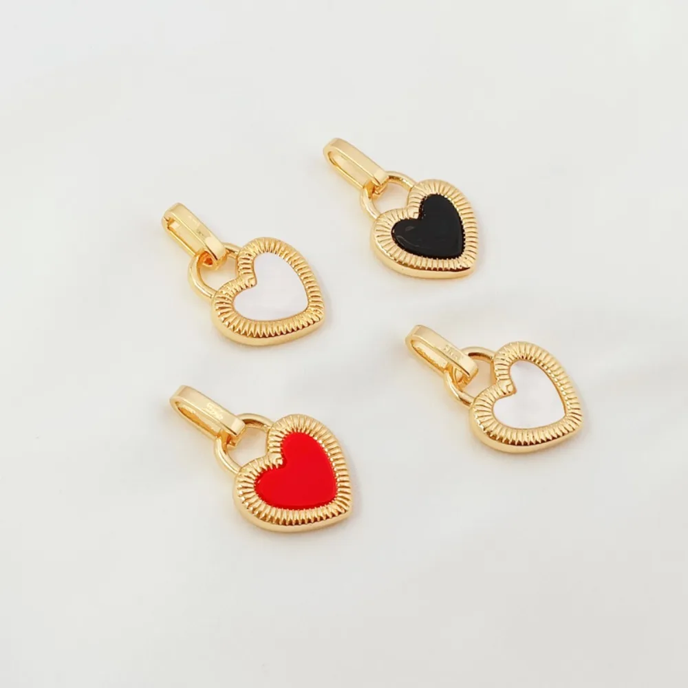 

14K Gold-coated Shell Double-sided Heart-shaped Pendant, DIY Handmade Bracelet, Necklace, Earrings, Pendant Accessory Material