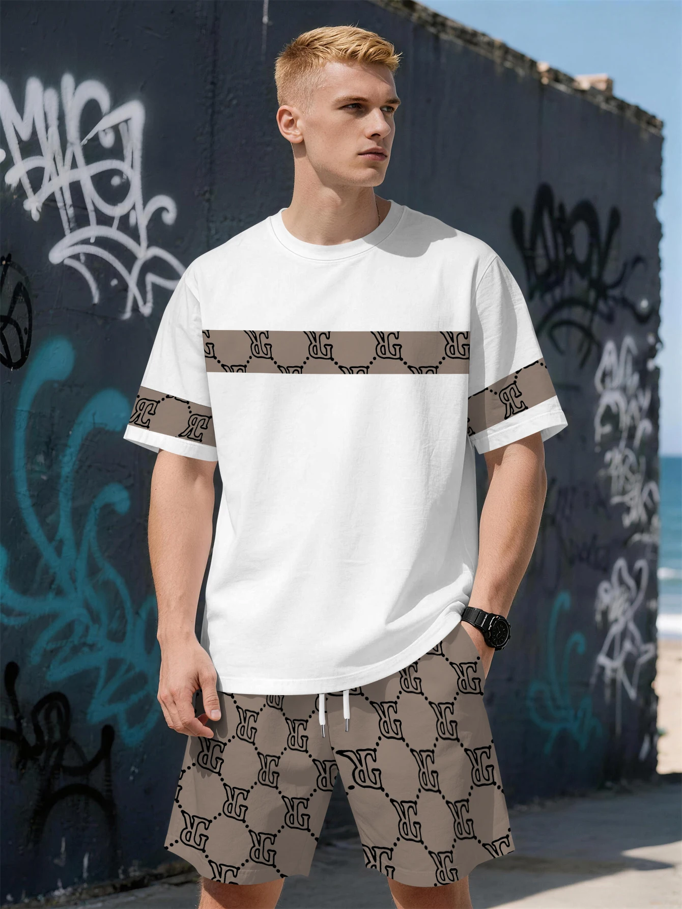 

2026 Summer Men's Suit with 3D Printed Pattern Breathable Lightweight Comfortable Fashionable and Outdoor Style Men's Clothing