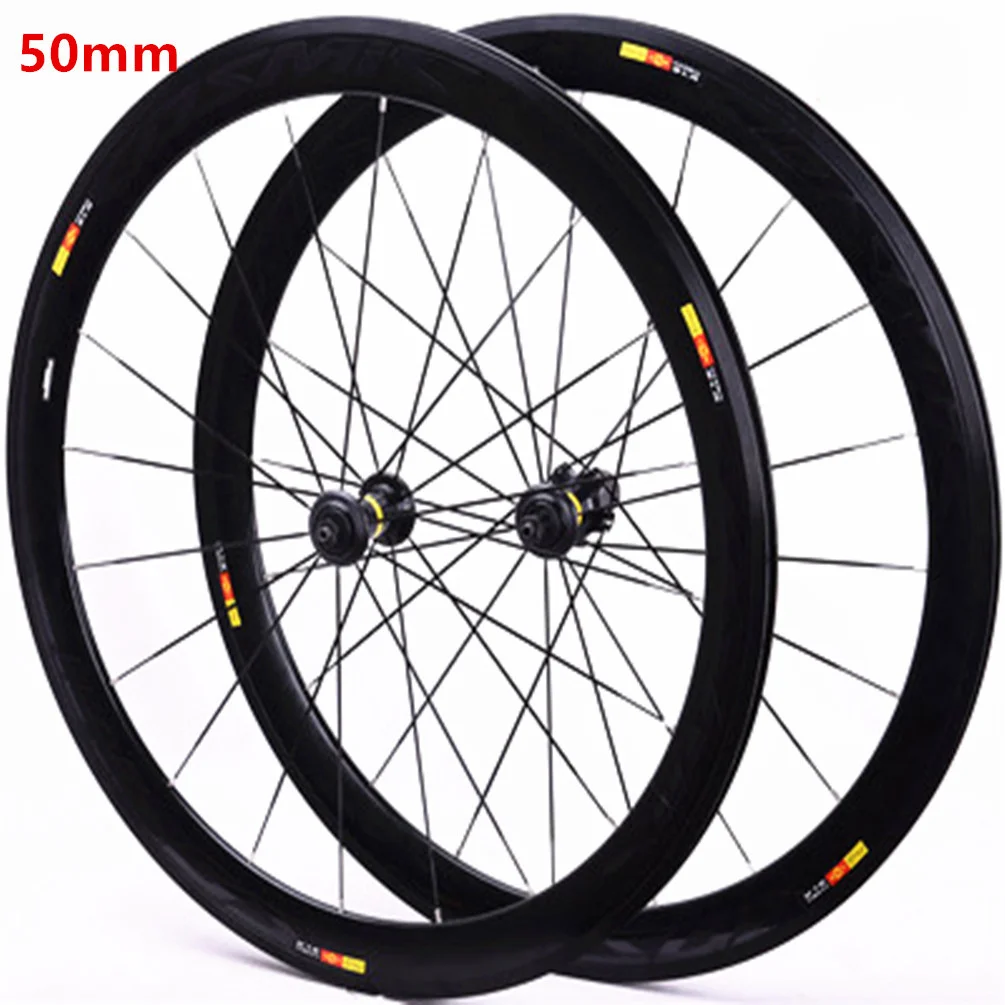 Litepro 700C Bicycle Disc V Brake Wheelset Aluminum Aolly Flat Spokes Racing 40 50mm Rim Road Bike QR TA Wheels