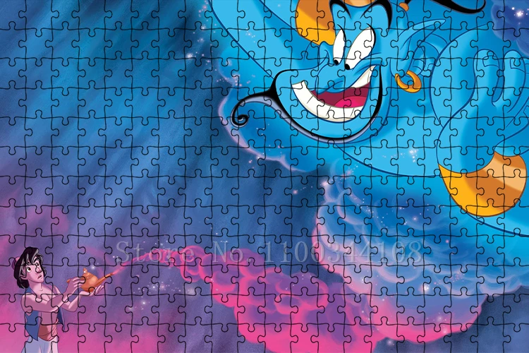 Disney Cartoon Movies Aladdin Puzzles for Adult Princess Jasmine 35/300/500/1000 PCS Jigsaw Puzzles Decompressing Game Toys