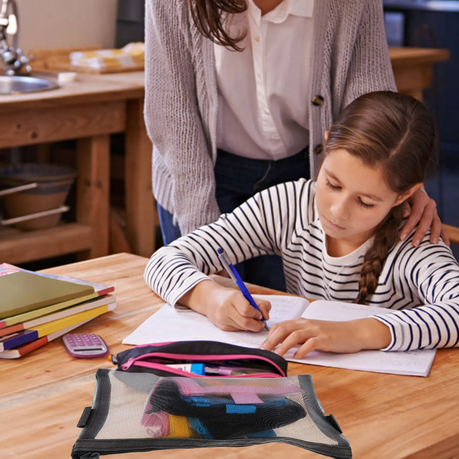 

5pcs Large Capacity Pencil Bags Stationery Organizers Zipper Storage Bags For Pens Rulers Erasers Pencil Container