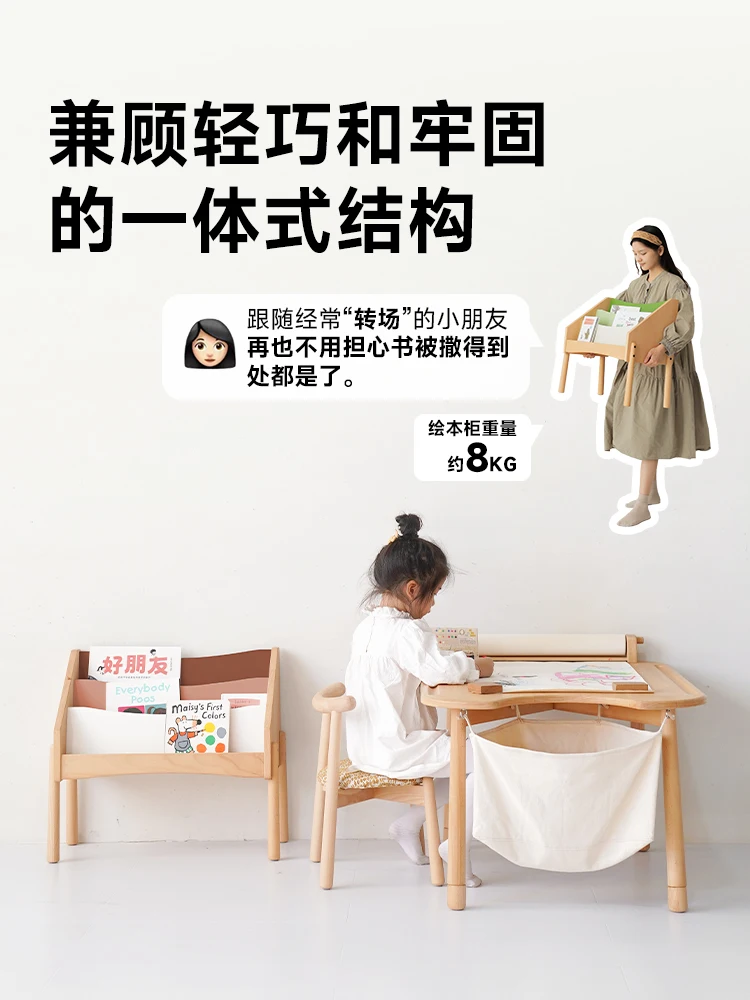 Rak Buku Anak Kayu Solid Rak Majalah dari Lantai Ke Langit-langit Rak Buku Bergambar Rak Penyimpanan Buku Bergambar Bayi Kecil