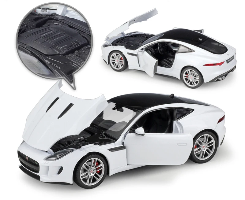 WELLY Diecast 1:24 Scale Model Car JAGUAR F-Type Coupe Race Car Toy Sports Car Metal Alloy Toy Car For Children Gift Collection
