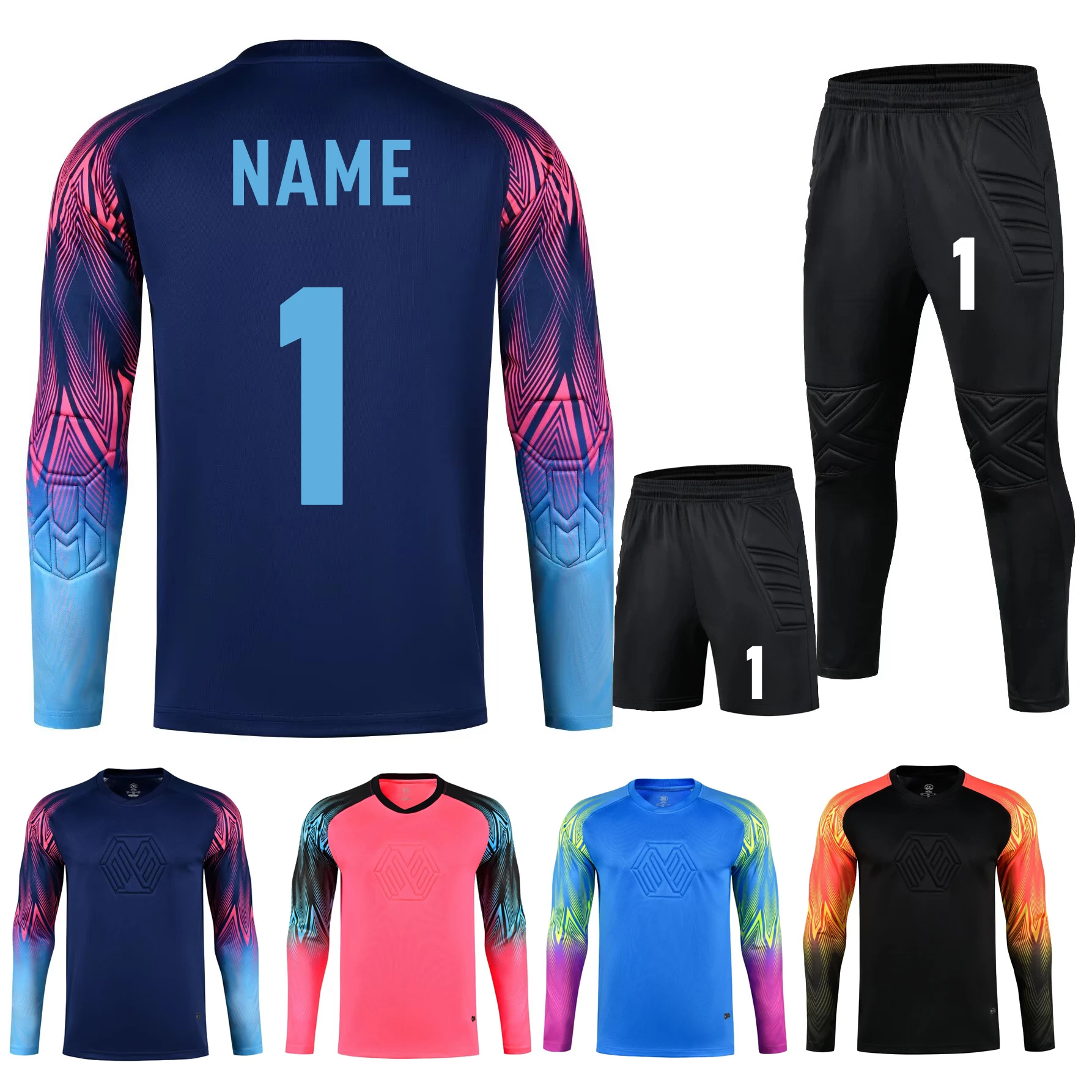 

Athlete Soccer Goalkeeper Jerseys Uniforms Kids Men Women Elbow Protector Football Goalie Keeper Jersey Rugby Shirts Sport Kit