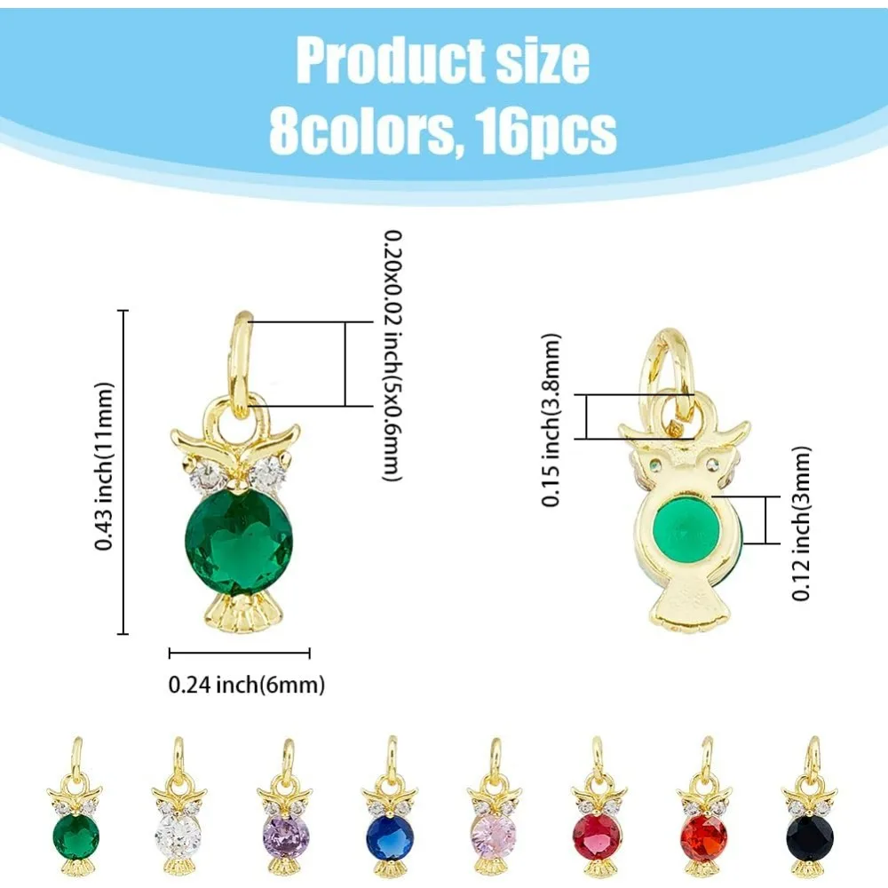 Cubic Zirconia Charms Tiny CZ Stone Pendants 18K Gold-Plated Charms Birthstone Charms for DIY Easter Jewelry Making