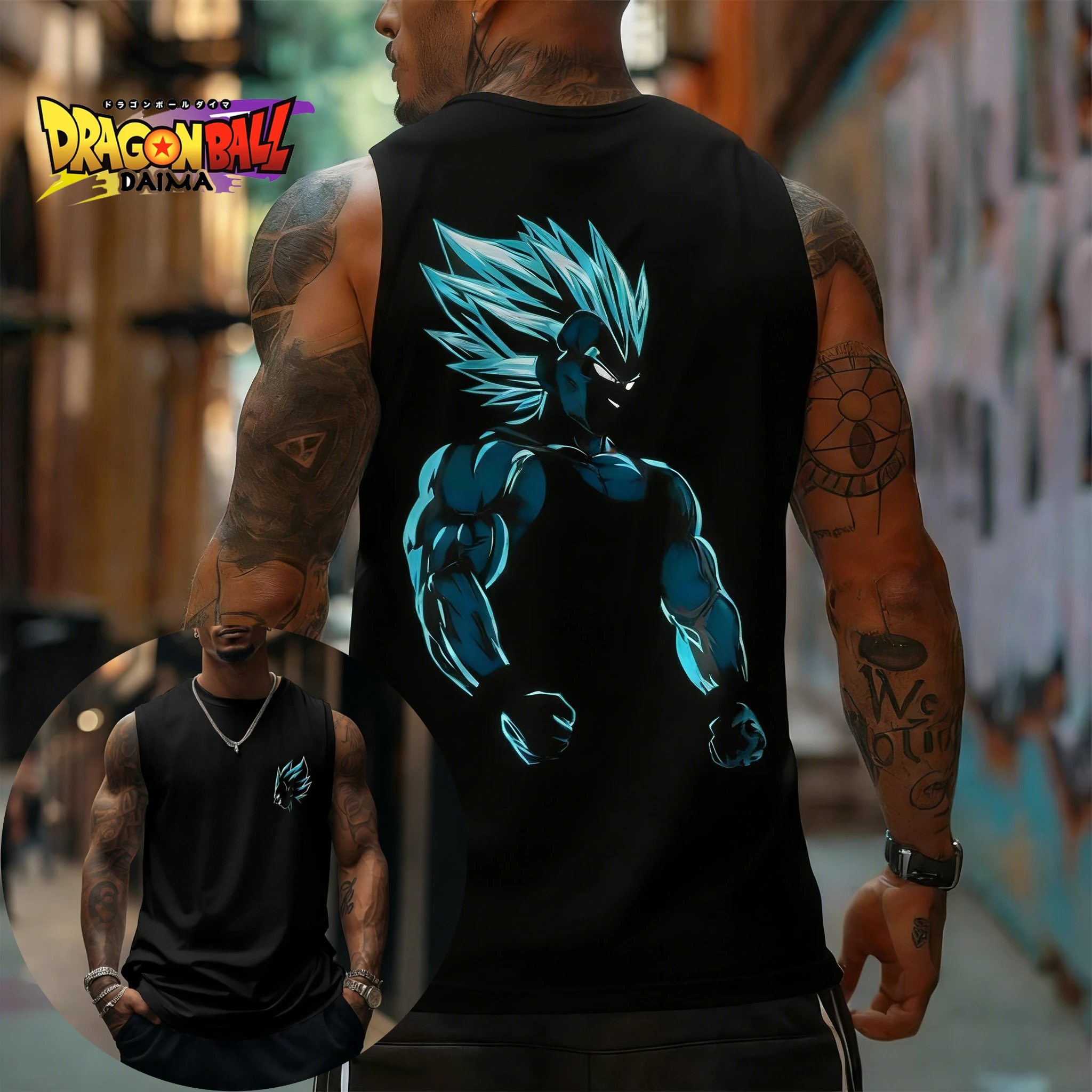 Men's Vest Ice Blue Explosive Super Competition Sun Wukong Sports T-shirt Fitness Out of The Street Versatile Top Does Not Bind