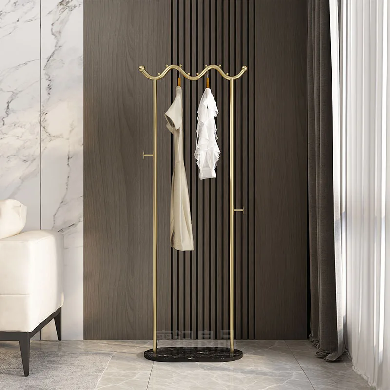 light luxury marble creative coat rack simple bedroom floor-to-ceiling wrought iron hanger Internet celebrity hanging clothes