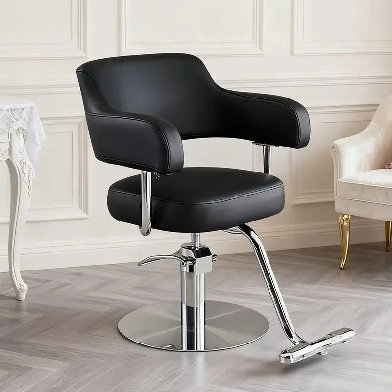 

【Popular】Modern Dark Gray Commercial Stainless Steel Leather Seat 360 Rotating Adjustable Barber Shop Chair For Barbersho