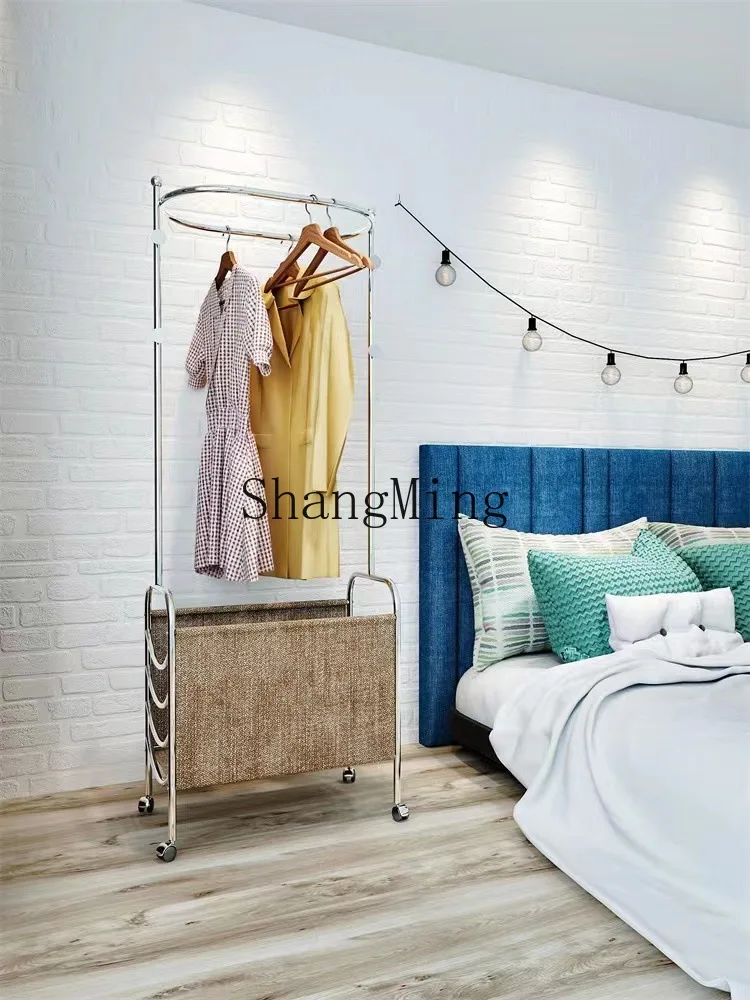 

FG bedroom floor-to-ceiling coat rack simple household small apartment mobile storage basket