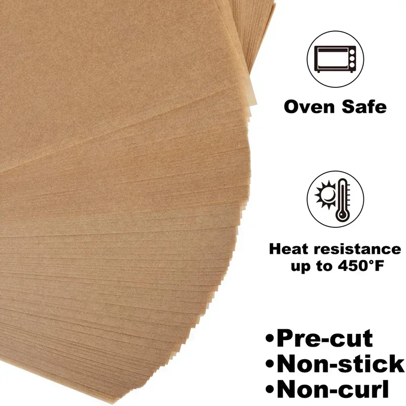 100pcs Parchment Paper Baking Sheets Non-Stick Precut Suitable for Baking Grilling Air Fryer Steaming Cookie Disposable Mats