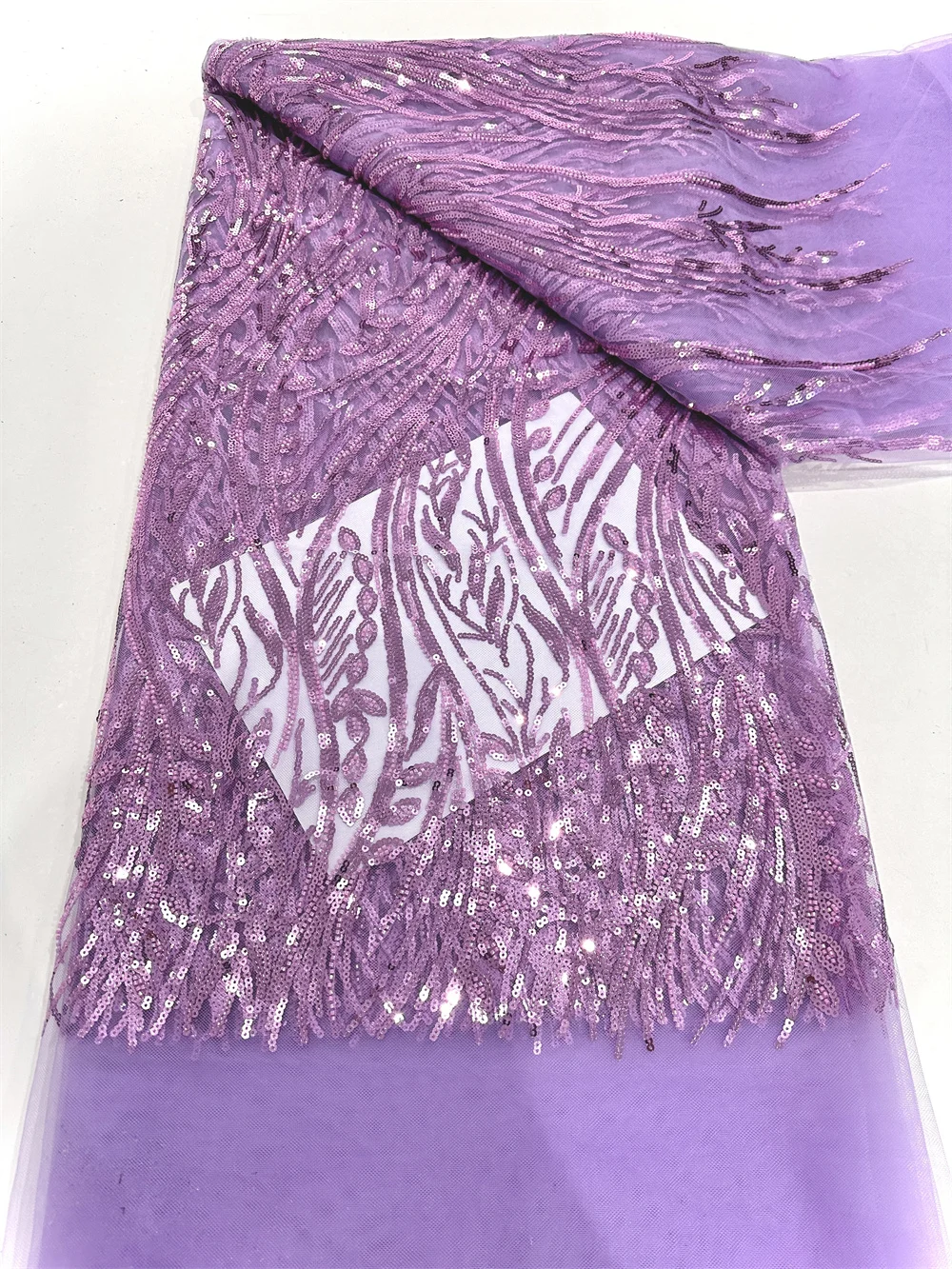 

Luxury High-Quality Sequin Beads Embroidered Lace Fabric 2025 Suitable Nigerian For Private Custom Wedding Party Dresses Women