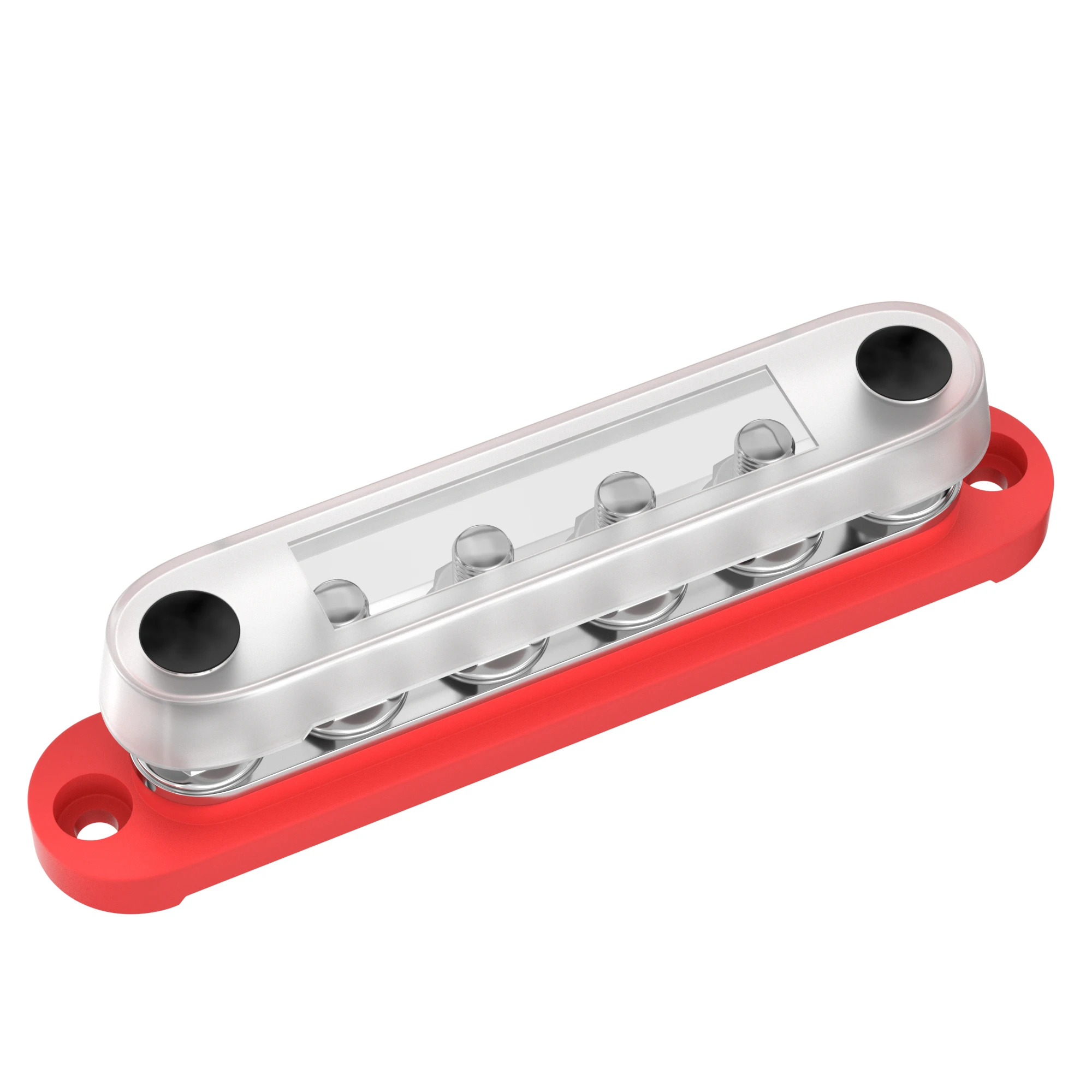 12V Stromverteilerblock 250A, 12-Volt-Sammelschienen mit 6 x 5/16' (M8) Anschlussbolzen, Plus- und Minuspol für Auto & Marine