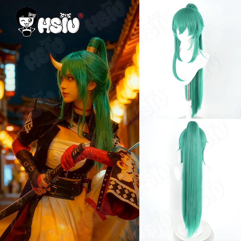 

Hoshiguma Cosplay Wig Fiber synthetic wig「HSIU」90Cm green long Wig+Wig cap Game Arknights Hoshiguma Cosplay
