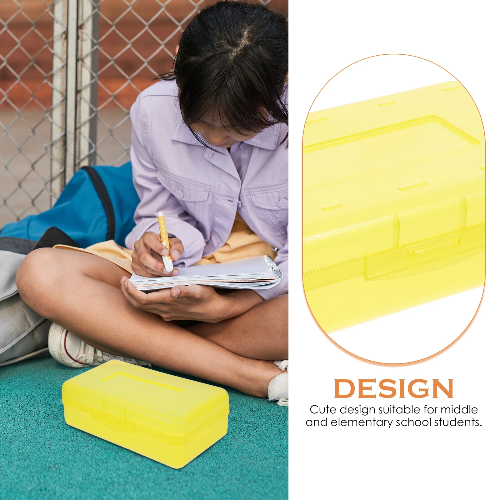 

Organiser Plastic Pencil Case Clear Cases Simple Cute Yellow for Colored Pencils