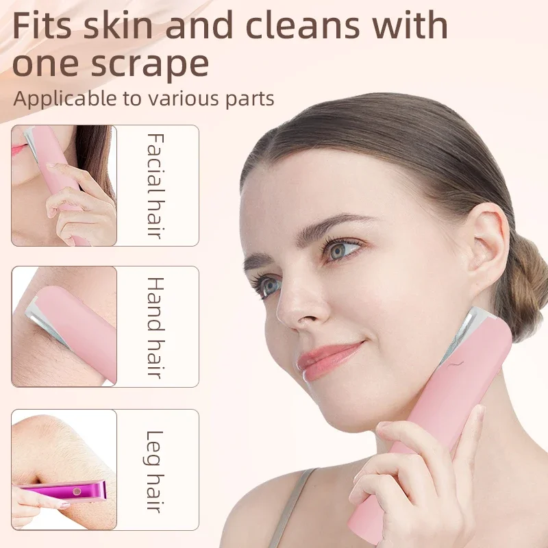 2-In-1 Electric Eyebrow Trimmer for Women LED Light Portable Facial Hair Shaver with Skin Exfoliation Dead Skin Removal Function