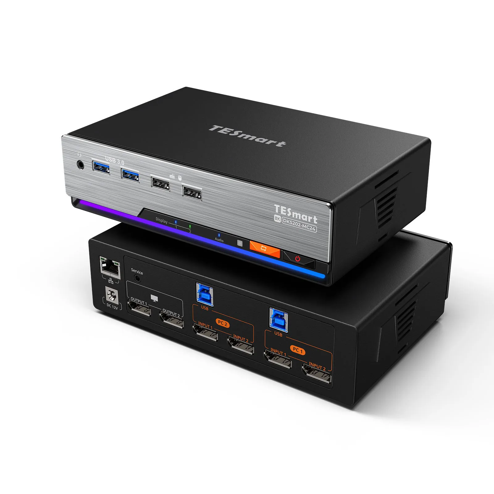 

TESmart DP 1.4 Двойной KVM-переключатель 8K 60 Гц для 2 ПК и 2 дисплея с мульти-ПК управления Гигабитная сеть 2x2 KVM-матрица