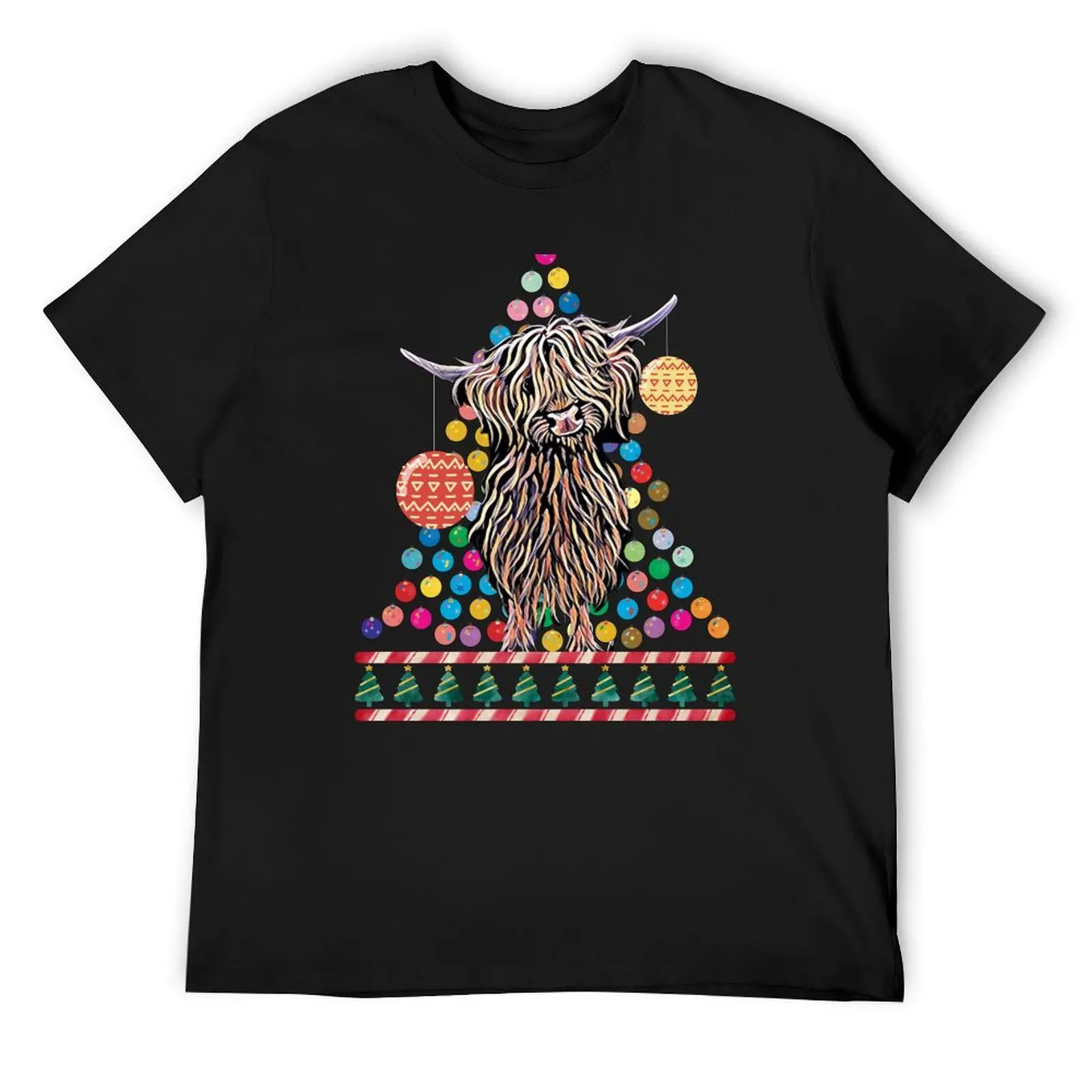 christmas highland cow T-Shirt summer clothes plus sizes blacks t shirts men