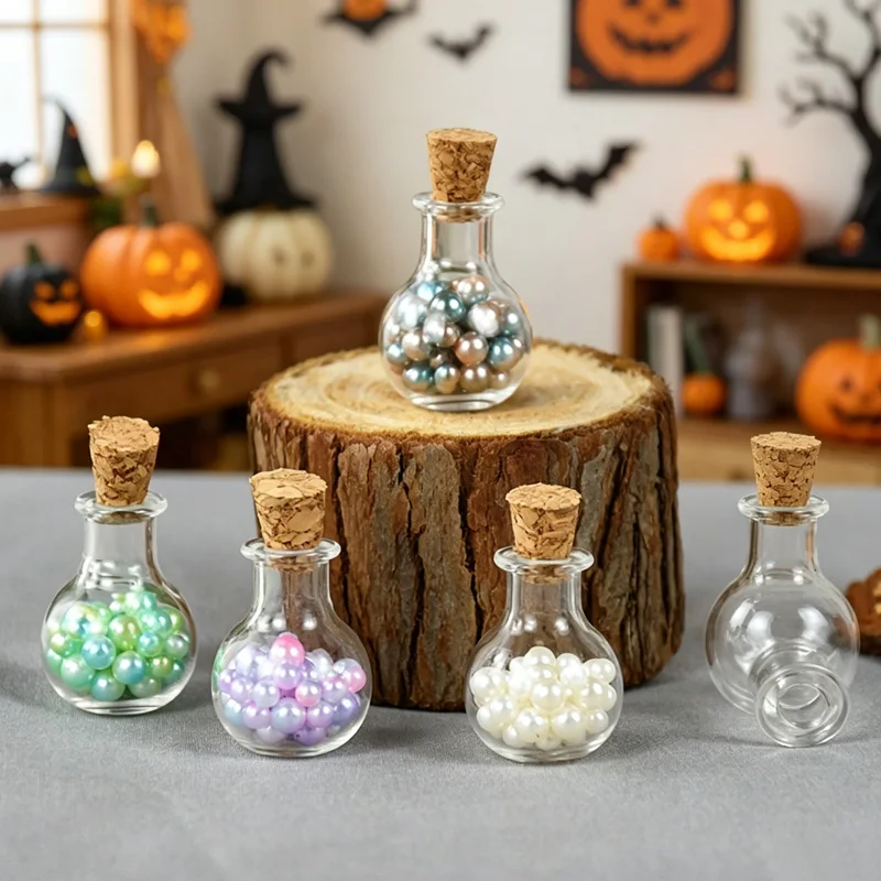 10/20/30Pcs Mini Glass Bottles Empty Sample Jars Mini Cork Glass Vials Wedding DIY Mini Drift Bottle Wishing Bottle