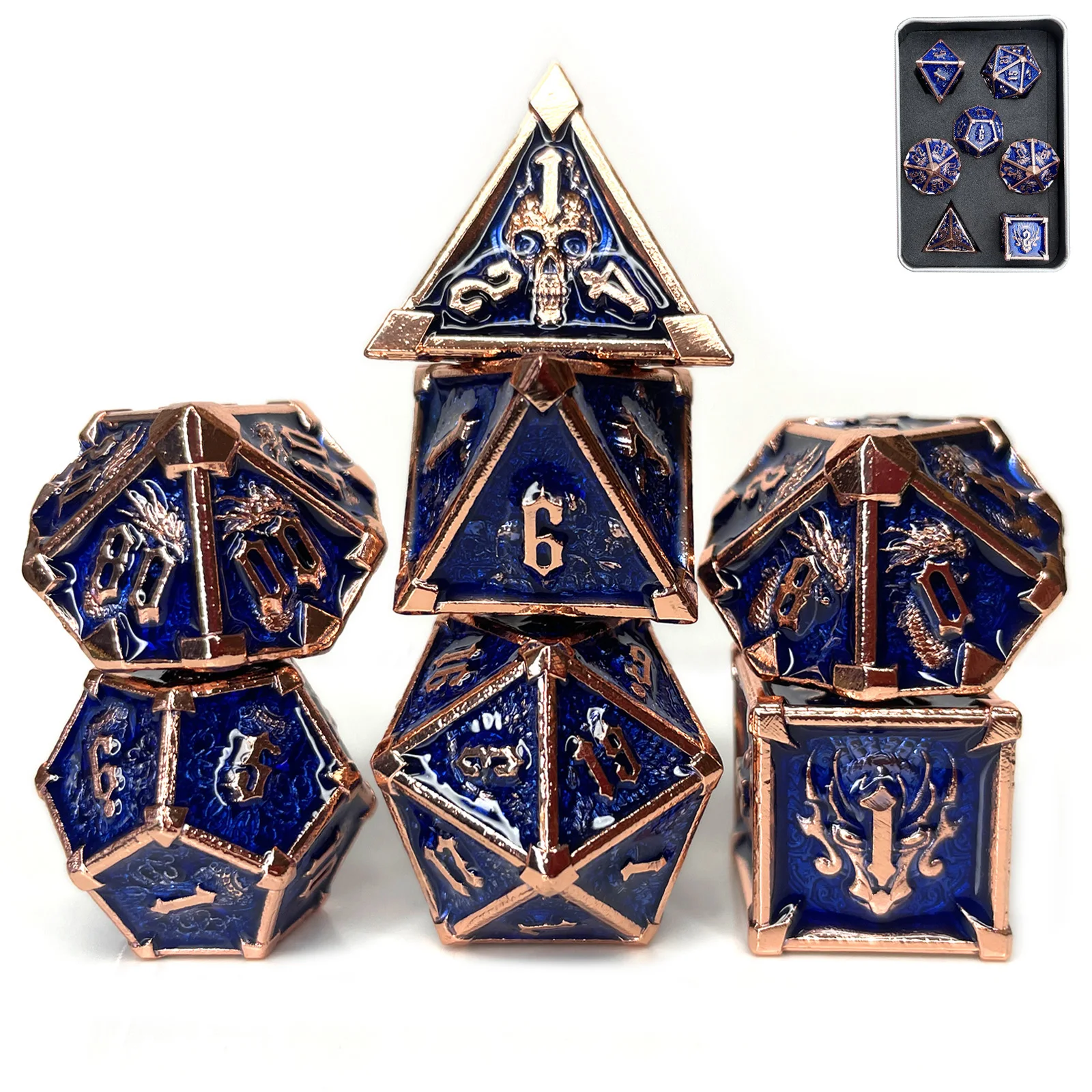 

Boardgame 7 Piece Polyhedral for Role Playing RPG Metal Dice D20 D12 D10 D8 D6 D4 for Dungeons Dragons DND Husband Sets Gift